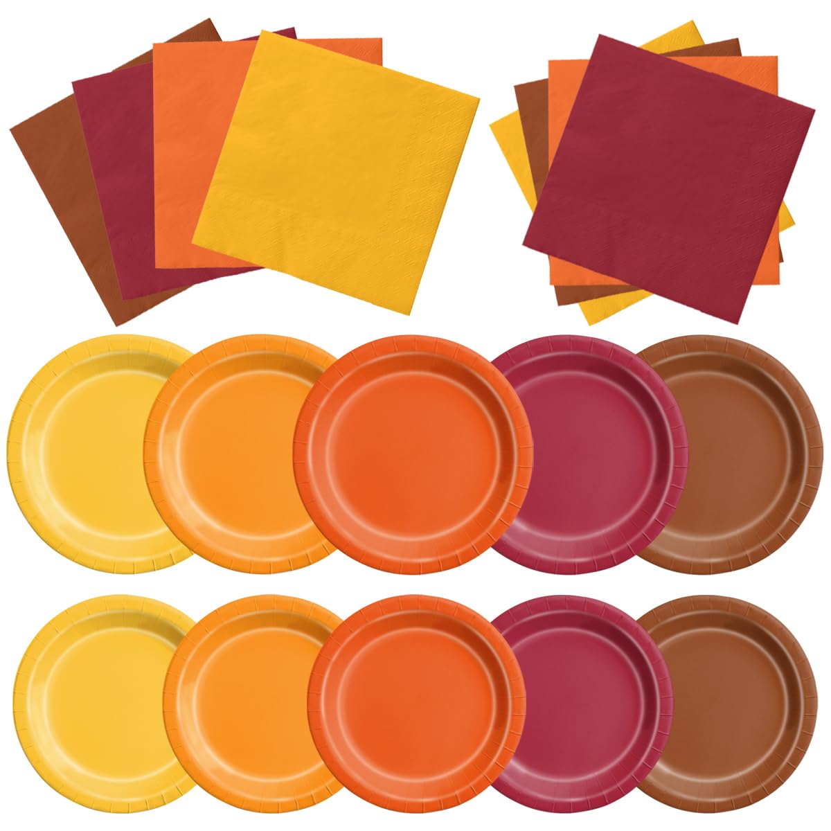 CMUSKO 60Pcs Fall Plates and Napkins-Red Orange Yellow Autumn Disposable Tableware for Fall Wedding, Bridal Shower, Thanksgiving