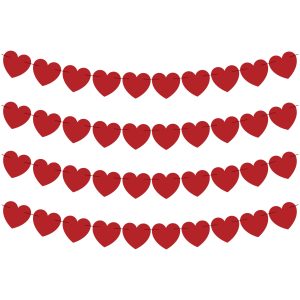 OHOME Valentines Day Decorations - Valentines Banner - Valentines Decor Red Heart Garland 40 Pack Valentines Day Backdrop Galentines Day Decorations Party Favors for Door Wall Classroom School Home