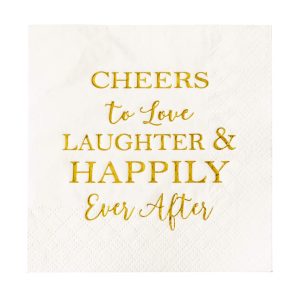 Crisky 3-Ply 50 Count Bridal Shower Napkins Disposable Cocktail Napkins Gold Foil Text Beverage Napkins for Engagement Party Decorations & Wedding Shower