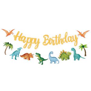Dinosaur Happy Birthday Banner Dino Theme Party Sign