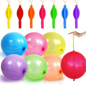LEEZZIZZ 30Pcs Punch Balloons, Thickened Neon Punching Balloon Heavy Duty Party Favors for Kids with Rubber Band…