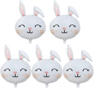HADCKJA Bunny Balloons Easter Balloons Rabbit Head Foil Balloon for Easter Themed Party Bunny Birthday Supplies Decorations Party Sets-5 PCS