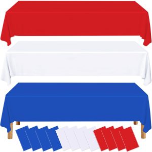BCCSNNM 12 Pack Red White and Blue Disposable Plastic Tablecloths