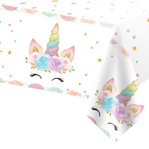 DaiUni 1 PCS Unicorns Tablecloth for Kids Girls Birthday Party Decorations