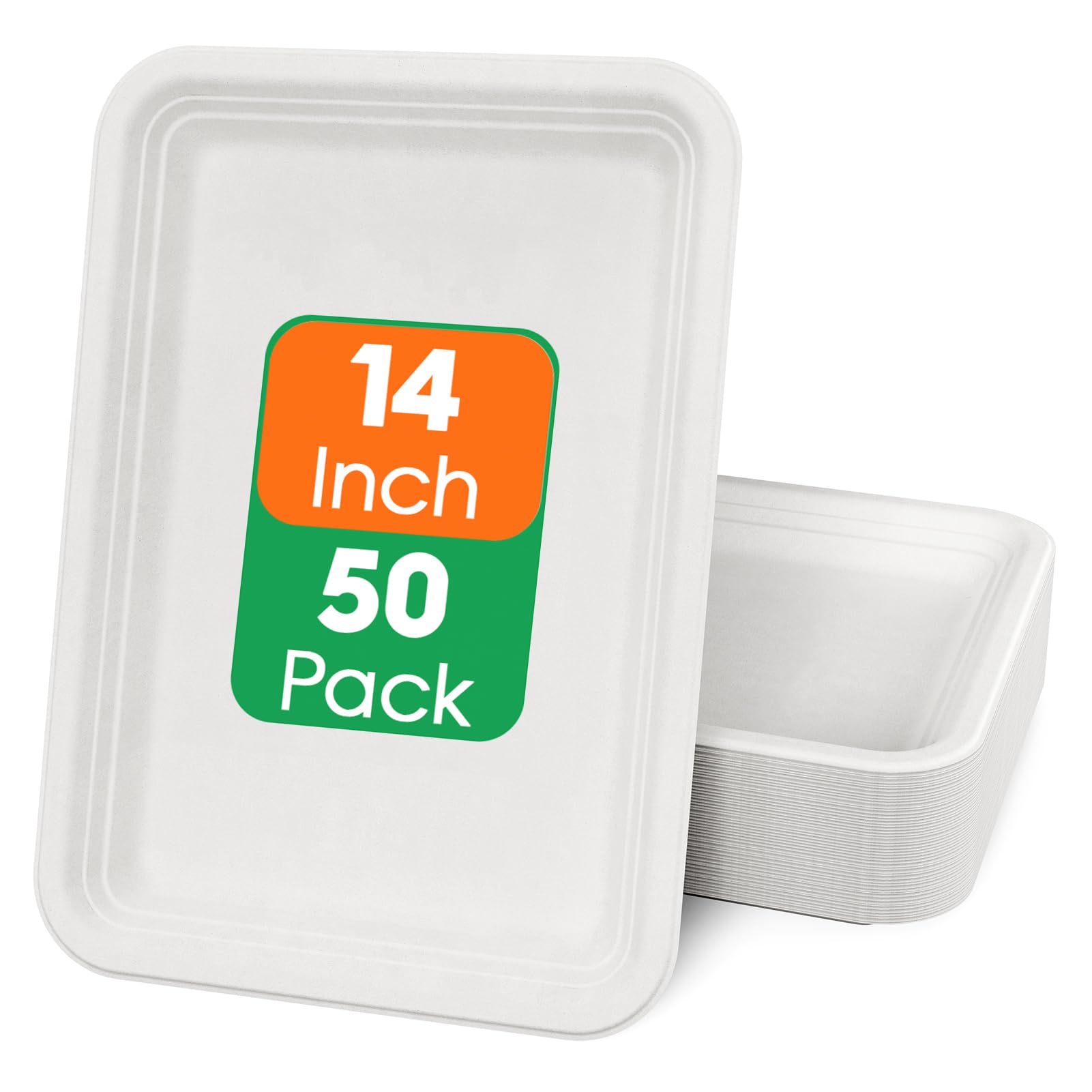 ECOLipak 50 Pack 14 in Compostable White Disposable Food Crawfish Trays
