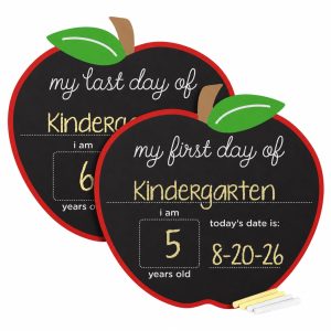 Pearhead First and Last Day of School Apple Chalkboard Sign, Photo Prop