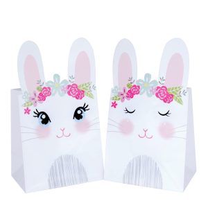 WEEPA 20 Pcs Easter Bunny Paper Treat Bags for Parties