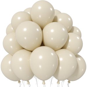 Jobkoo Sand White Balloons 12 Inch, 50 Pcs Boho Beige Cream Latex Balloon