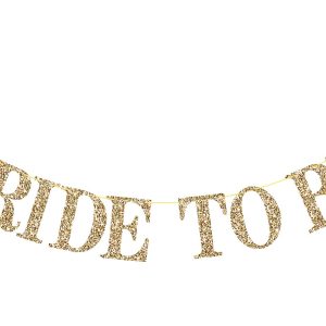 Pre-Strung Bride to Be Banner NO DIY Bride to Be Sign Gold Glitter Banner