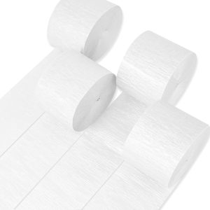 PartyWoo White Crepe Paper Streamers 4pcs 328 FT Pearl White Streamers | Wedding Graduation Baby Shower Engagement…