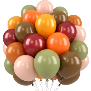 Sage Green Brown Balloons, Fall Balloons with Orange Brown Yellow Burgundy