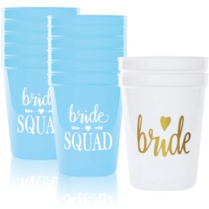 PartyGifts&beyond Bachelorette Party Cups 13packs Bride Squad Plastic Cups for Bridesmaid Bridal Shower Wedding Decorations