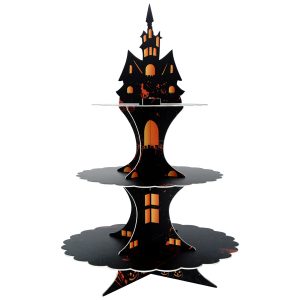 WEEPA 3 Tier Halloween Cupcake Stand Cardboard Gothic Tower Decorations