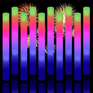 Taotuo Glow Sticks Bulk, 20 Pack LED Light Up Foam Sticks 3 Modes Color Flashing,Glow Party Supplies for Wedding Birthday, Raves, Concert, Camping, New Year, Carnival, Halloween Christmas