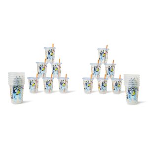 The First Years Bluey Take & Toss Toddler Straw Cups Party Pack - Spill Proof Toddler Sippy Cups with Snap On Lids and Straws - Bluey Party Supplies and Birthday Decorations - 10 Oz - 24 Count