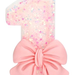 Elekfx Pink Bow Number 1 Birthday Candle 1st Birthday Decorations Girl