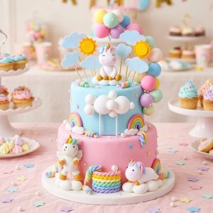 JeVenis Luxury Unicorn Rainbow Cake Decoration Topper