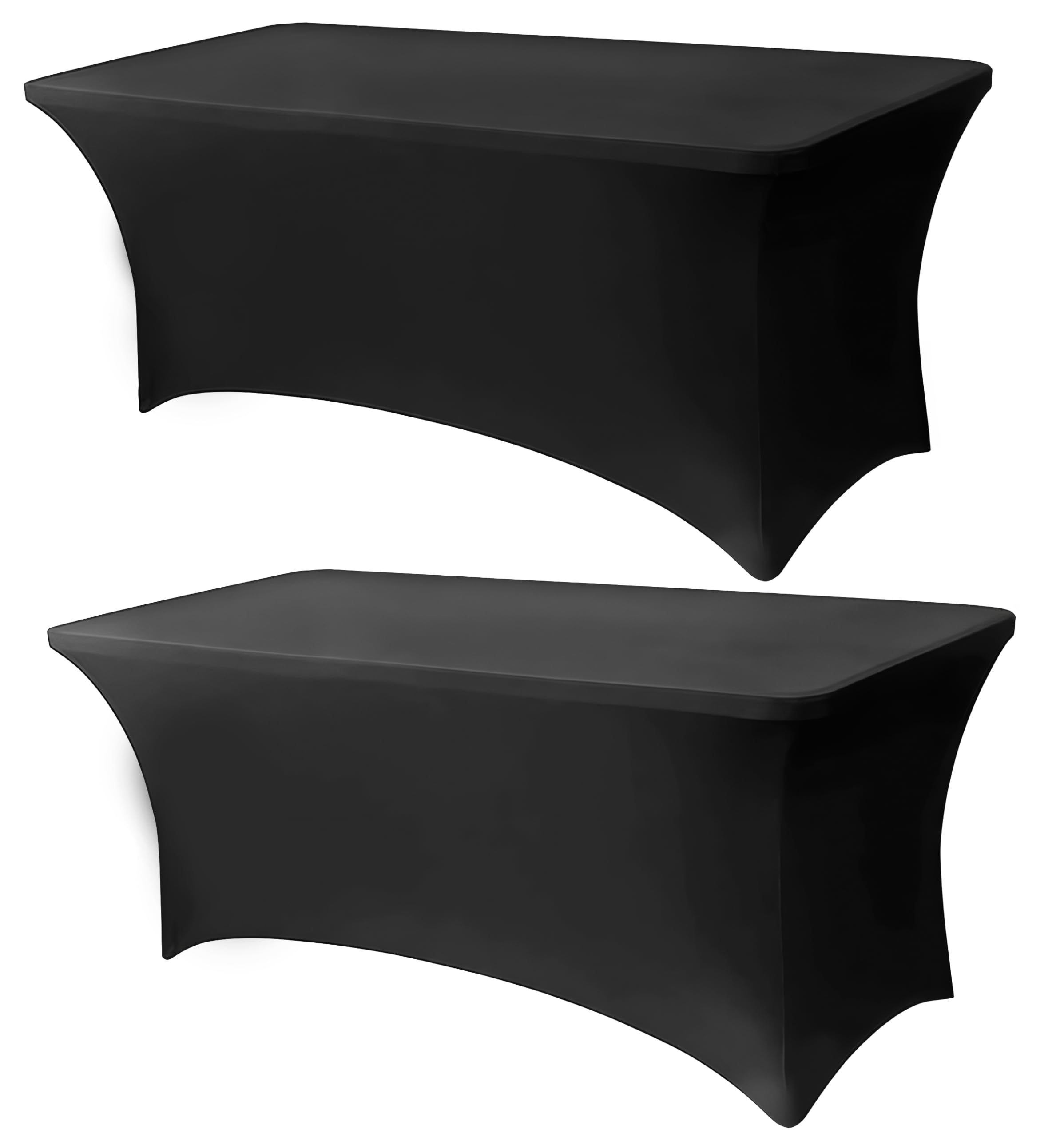 Lemict 6FT Black Table Cloth - 2 Pack Fitted Stretch Rectangle Spandex Tablecloth, Washable Table Cover for Party, Picnic, Wedding, Banquet, Birthday and Festival(30" x 72")