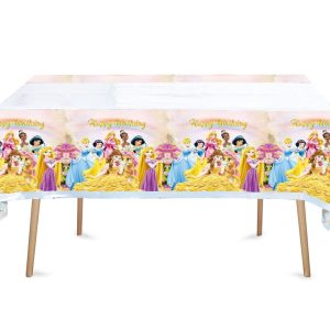 HACBYUTY 2pcs Princess Birthday Party Tablecloth Table Cover,Princess Birthday Supplies Decorations (70'' x 42'')