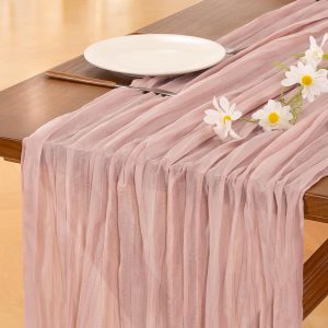 Pink Cheesecloth Table Runner Fall Boho Wedding Birthday Party Home Decor