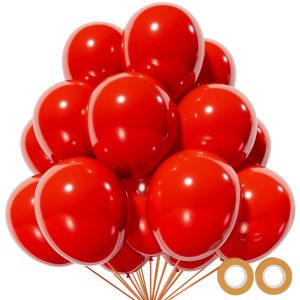 KUULBELA Red Balloon 110pcs, Red Latex Balloons12 inch for Christmas Birthday Valentine's Day Wedding(with 2 Ribbons).