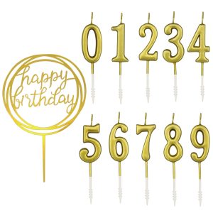 IBLESSU 10-Piece Number Birthday Candles - Glitter Cake Toppers for Birthday & Wedding Parties