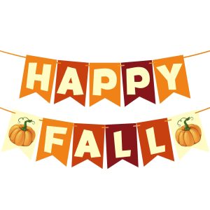 Fall Decorations for Home, Pre-Strung Happy Fall Banner, Autumn Thanksgiving Party Banner Decor for Mantel Room Office Bedroom Classroom Bulletin Board