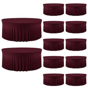 GEWONELIFE 12 Pack Burgundy Round Tablecloths for 72 Inch Tables, Wine Red Round Table Covers for Thanksgiving Dinner, Christmas Party, New Year's Eve, Fall Wedding, Banquet, Family Gathering & Event