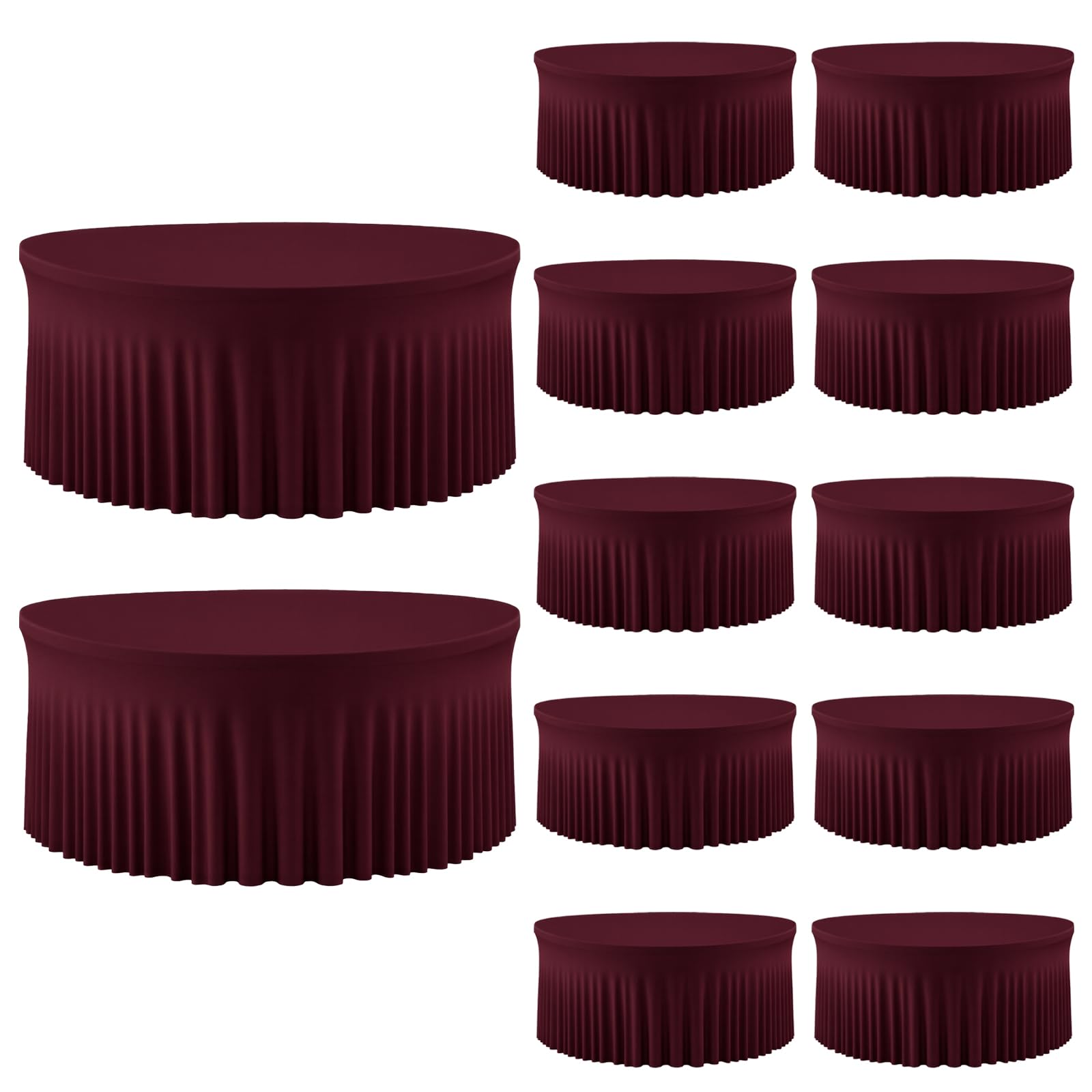 GEWONELIFE 12 Pack Burgundy Round Tablecloths for 72 Inch Tables, Wine Red Round Table Covers for Thanksgiving Dinner, Christmas Party, New Year's Eve, Fall Wedding, Banquet, Family Gathering & Event