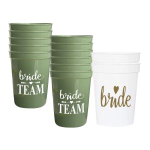 LADY&HOME 13 Pack Bachelorette Party Cups-Bride Team Reusable Cups