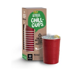 Steel Chill Cups 16 oz. Durable & Reusable Party Cups, Red, 12 Count | Made in USA from Steel these durable cups…