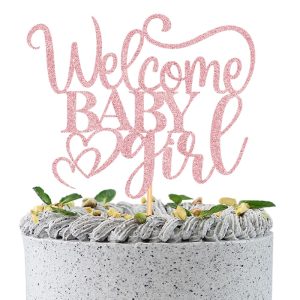 WRACKKIAR Welcome Baby Girl Cake Topper-aby Shower Cake Pick-Oh Baby Cake Toppers-Gender Reveal Party Decorations