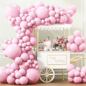 APLANET 150pcs Light Pink Balloons Different Sizes 18 12 10 5 Inch, Pastel Latex Balloons for Pink Themed Birthday Wedding Baby Shower Party, Grad Anniversary Supplies, Arch Kit Decoration