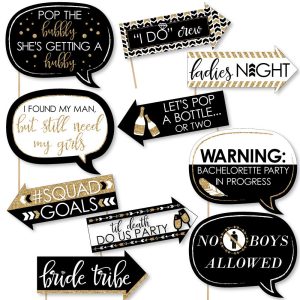 Funny Bride Tribe - Bridal Shower & Bachelorette Party Photo Booth Props Kit - 10 Piece