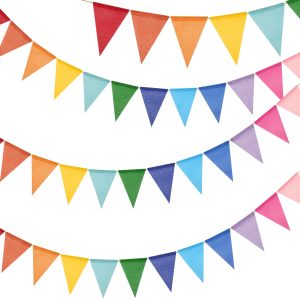 G2PLUS Pennant Banner Triangle Flag Bunting Garland Rainbow Flags 36PCS