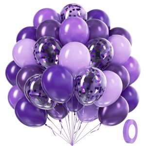 60pcs Purple Balloons 12inch with Metallic Pastel Dark Purple Balloons