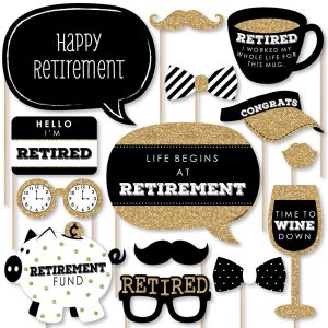 Happy Retirement - Retirement Photo Booth Prop Kit, DIY Props - 20pc
