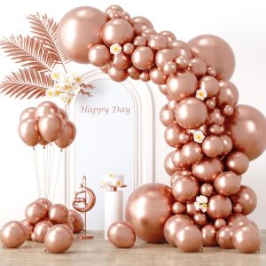 Voircoloria 105pcs Metallic Rose Gold Party Latex Balloons, 12inch