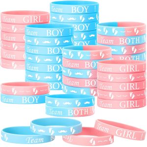 Hicarer 60 Pcs Gender Reveal Bracelets, Team Boy or Girl Party Decorations