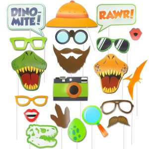 Dinosaur Photo Booth Props - Dinosaur Birthday Party Supplies Dino Colorful Photo Props Party Supplies