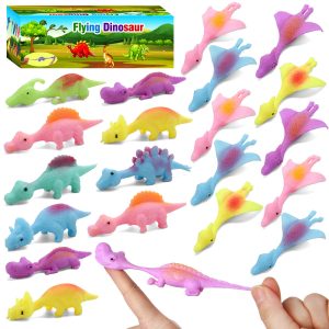 20 Pcs Slingshot Dinosaur Finger Toys, Dinosaur Party Favors for Kids 3+