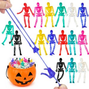 Halloween Goodie Bag Boo Basket Stuffers 36 PCS,Mini Stretchy Skeleton Toys
