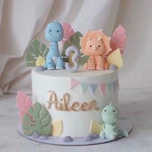 12PCS Dinosaur Cake Topper Cute Clay Dinosaur Forest Birthday Cake Decor