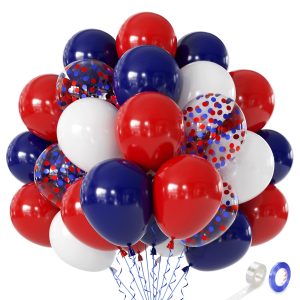 Red White and Blue Balloons, Navy, 60 pcs, 12 Inch