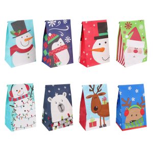 Linelglobal Christmas Treat Bag, Small Xmas Gift Bag for Kid Holiday Goodie Party Favor Paper 24 Pack
