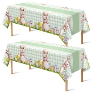 OHOME 2 Pack Easter Decorations - Disposable Plastic Tablecloth for Indoor Outdoor | Easter Party Decorations Favors Supplies for Table Decor Backdrop Banner
