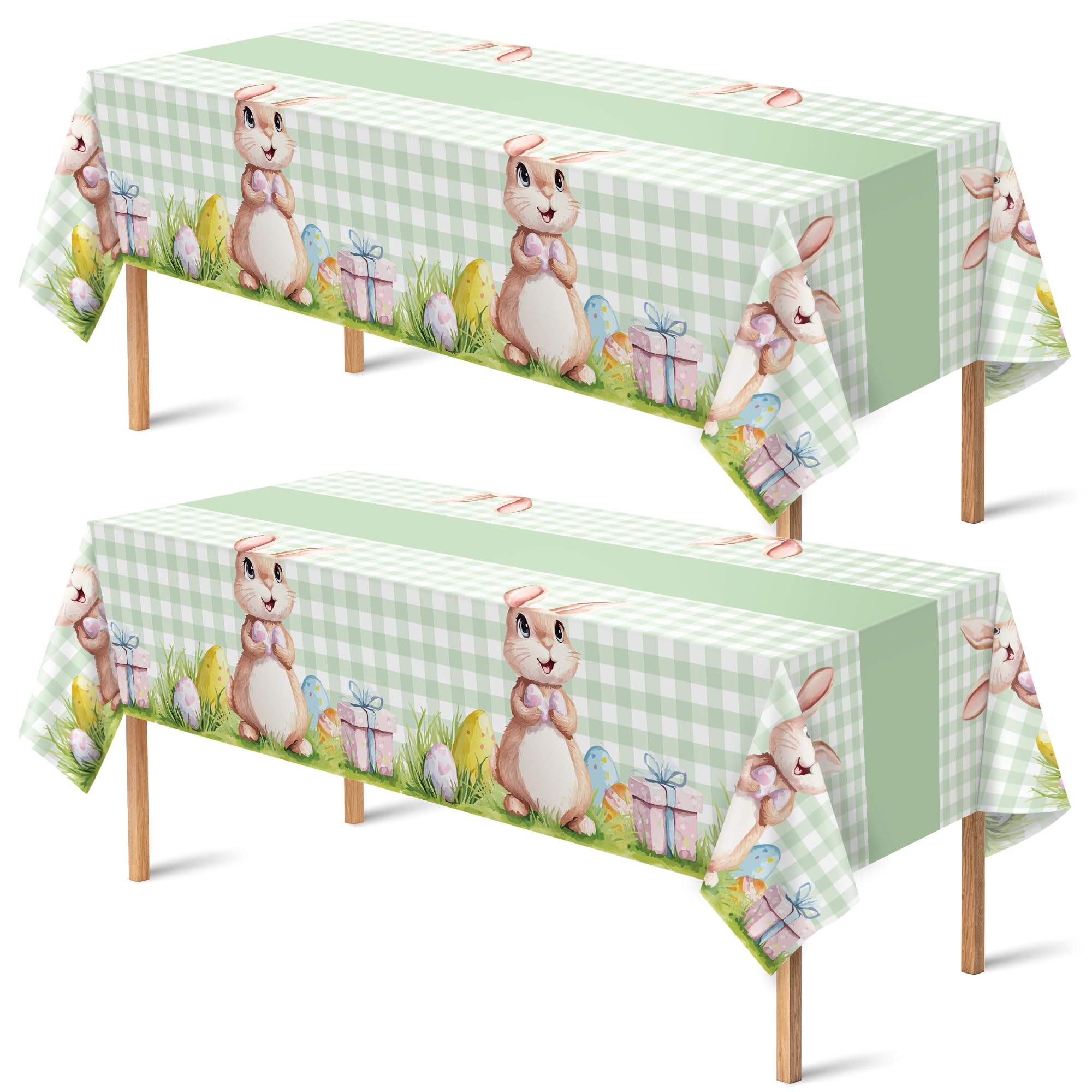OHOME 2 Pack Easter Decorations - Disposable Plastic Tablecloth for Indoor Outdoor | Easter Party Decorations Favors Supplies for Table Decor Backdrop Banner