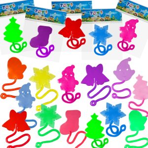 Mchochy 28pcs Christmas Sticky Hands Toys for Kids, X-mas Styles Stretchy Toys for Christmas Stocking Stuffers, Gifts, Pinata Fillers, Party Favors for Kids