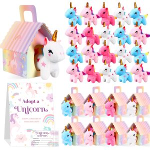 Blueweenly 73 Pcs Adopt a Unicorn Party Favors Set Cute Mini Plush Gift