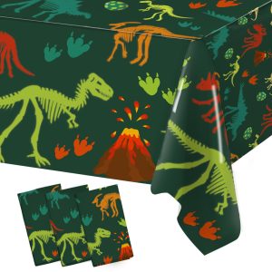 3PCS Dinosaur Birthday Decorations Party Tablecloth, Dinosaur Table Cover